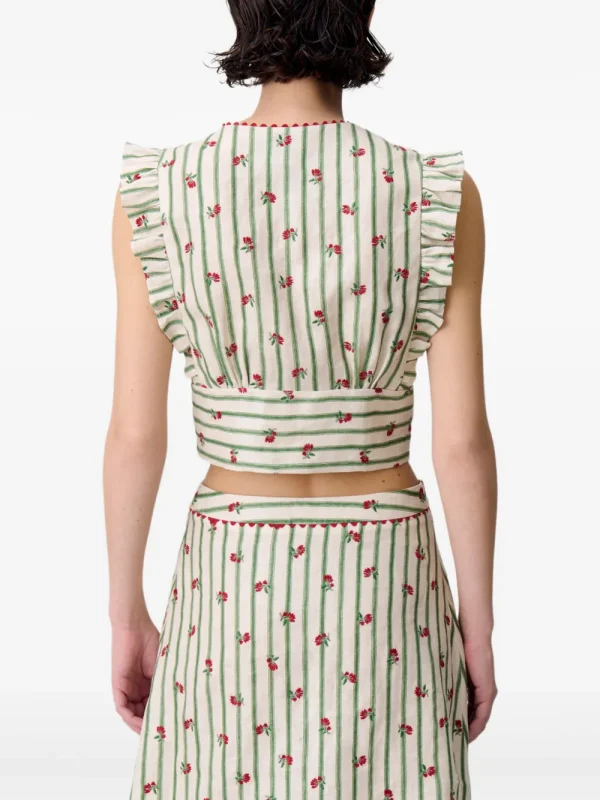 Claudie Pierlot Printed Ruffle-Trim Top - Image 4