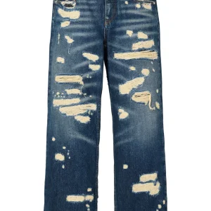 Distressed Straight-Leg Jeans