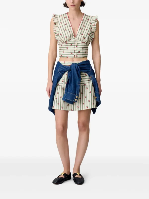 Claudie Pierlot Printed Ruffle-Trim Top - Image 2