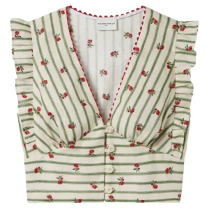 Claudie Pierlot Printed Ruffle-Trim Top